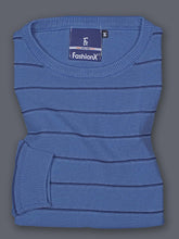 Blue Stripes Slim Fit pure cotton Knitted T-Shirt